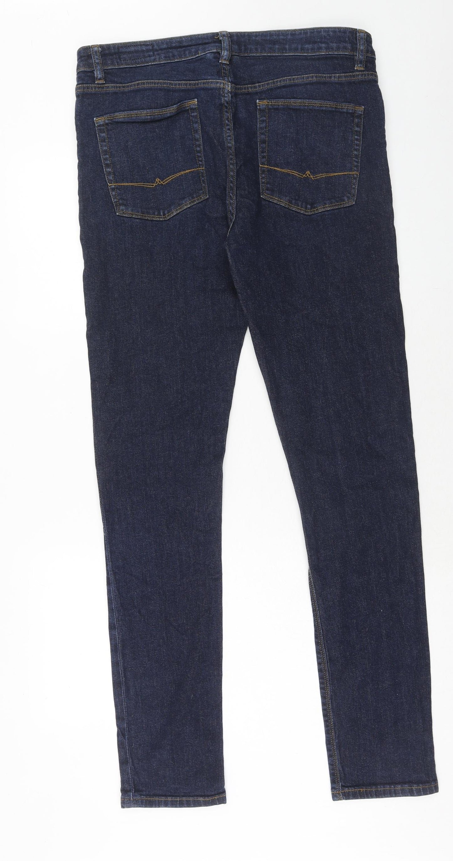 ASOS Mens Blue Cotton Skinny Jeans Size 34 in L34 in Regular Zip - Long Leg
