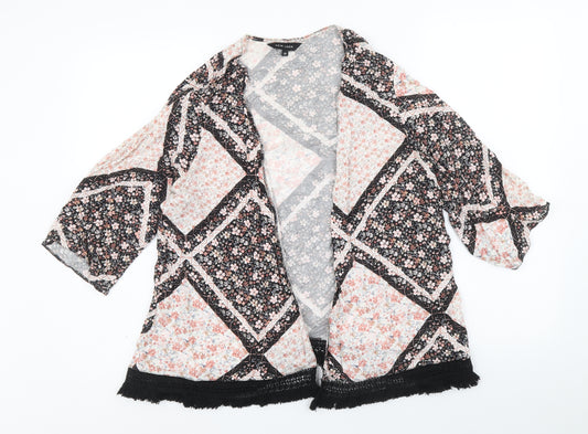 New Look Womens Multicoloured Floral Viscose Kimono T-Shirt Size 12 V-Neck