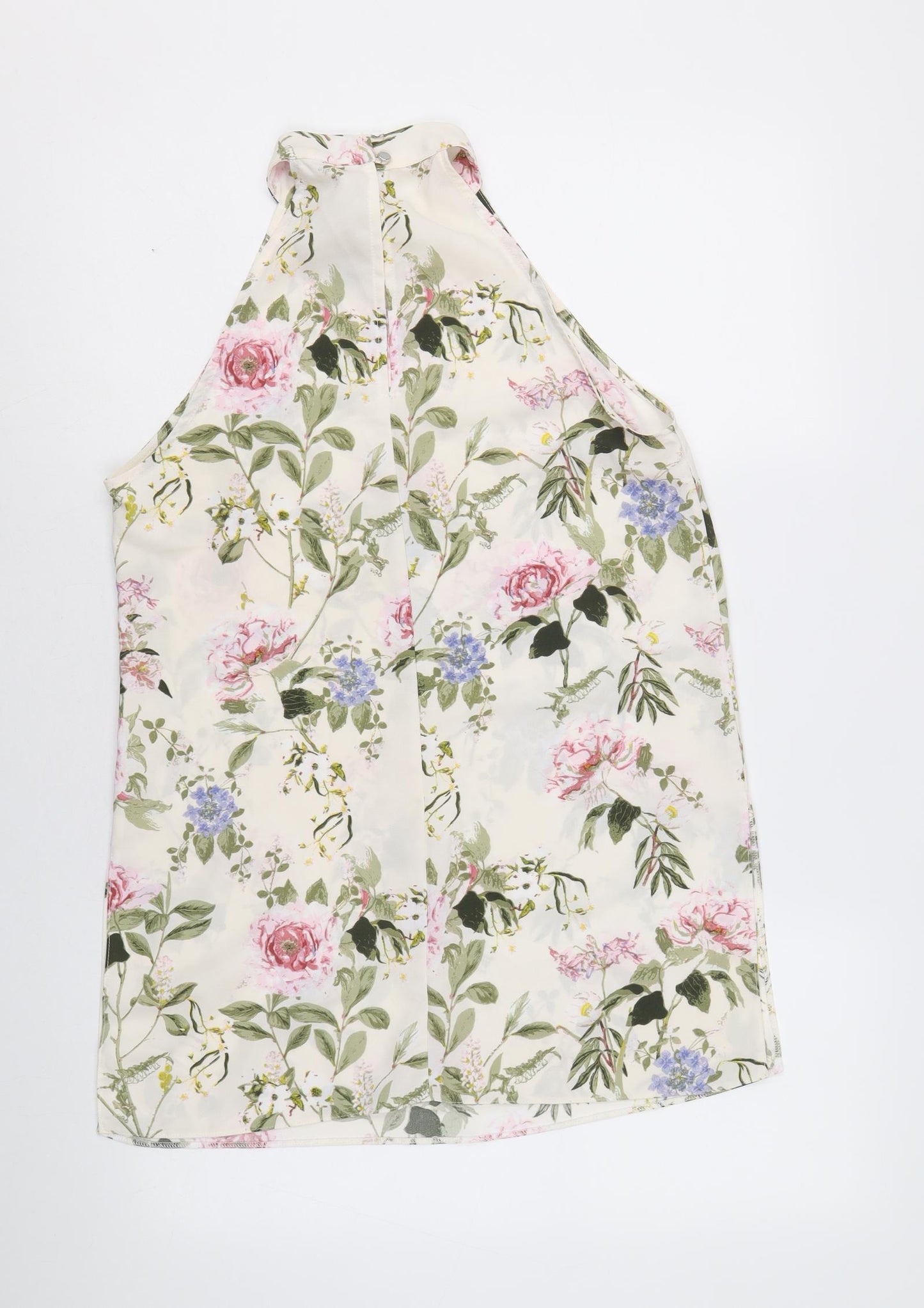 Miss Selfridge Womens Beige Floral Polyester Basic Blouse Size 10 Halter
