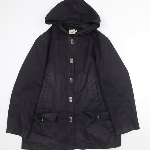 Gap Mens Black Jacket Size M Button - Hooded