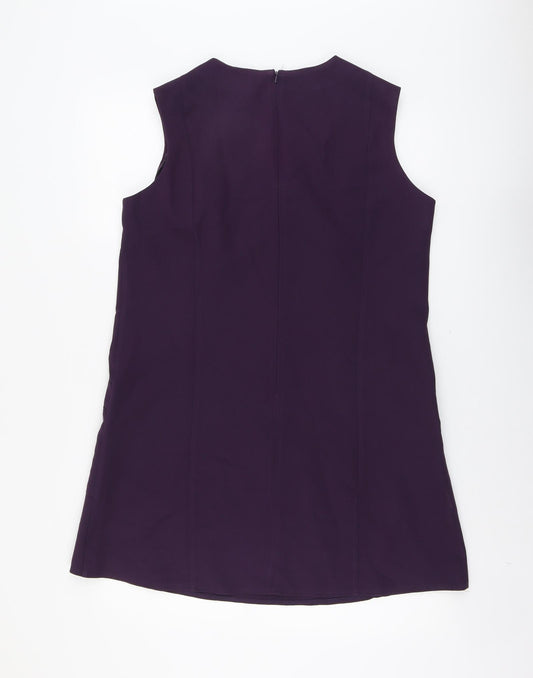 Simon Jersey Womens Purple Polyester A-Line Size 16 Round Neck Zip