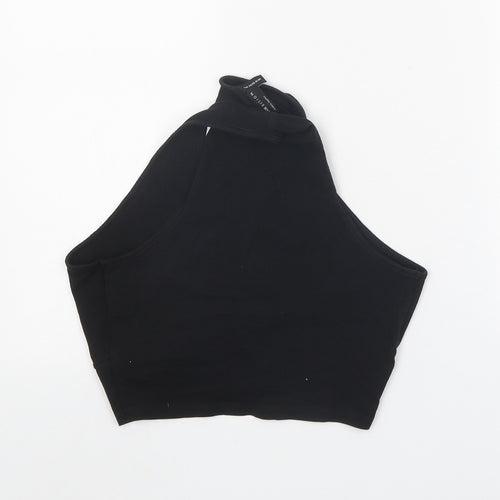 ASOS Womens Black Polyester Cropped Tank Size 10 V-Neck