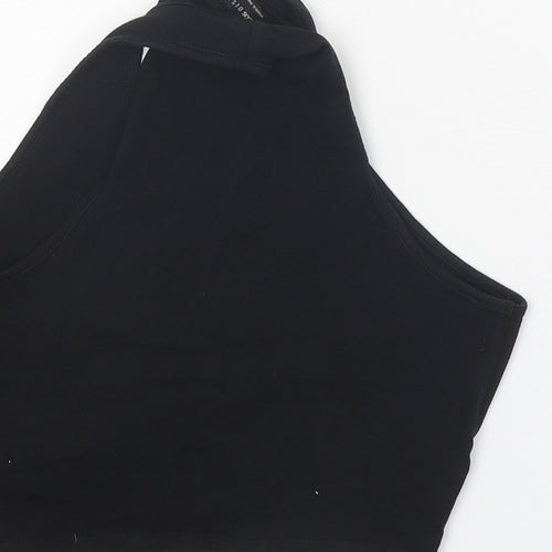 ASOS Womens Black Polyester Cropped Tank Size 10 V-Neck