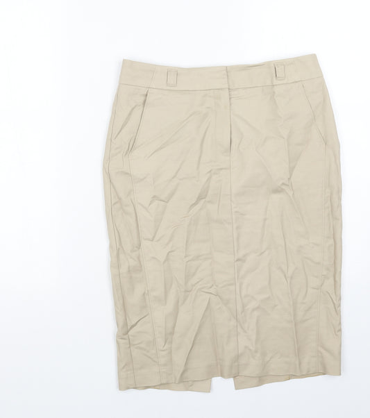 Autograph Womens Beige Cotton Straight & Pencil Skirt Size 8 Zip