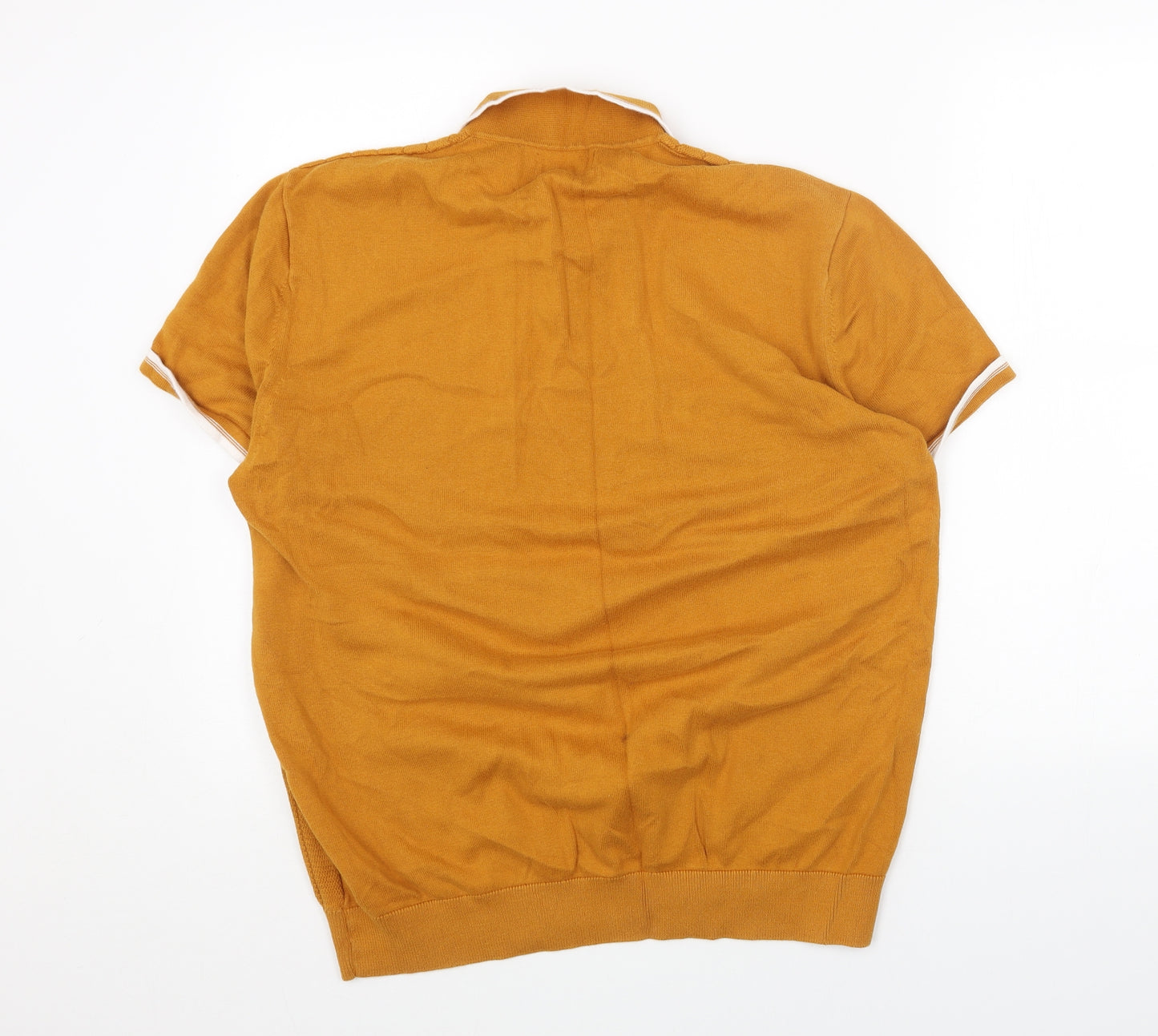 NEXT Mens Orange Cotton Polo Size XL Collared Button