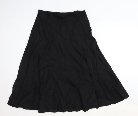 Marks and Spencer Womens Black Cotton A-Line Skirt Size 14 - Elastic Waist