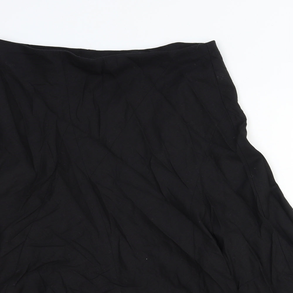 Marks and Spencer Womens Black Cotton A-Line Skirt Size 14 - Elastic Waist