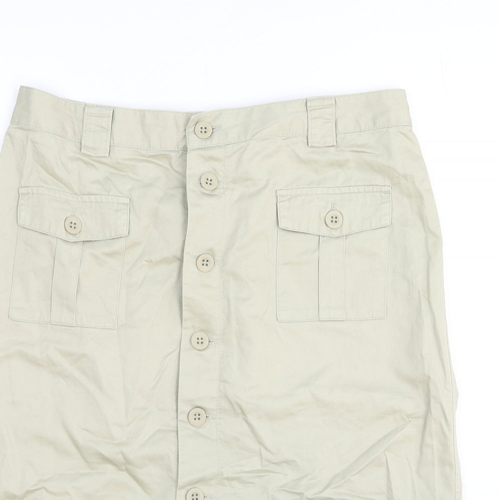 Gap Womens Beige Cotton Straight & Pencil Skirt Size 8 Button - Pockets