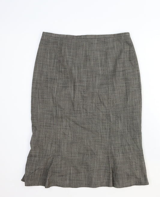 Autonomy Womens Grey Cotton A-Line Skirt Size 14 Zip