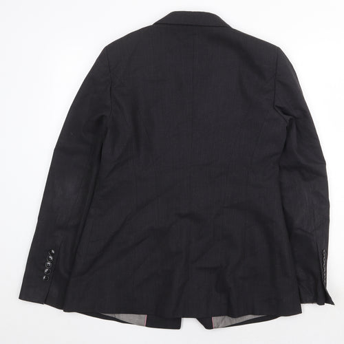 TM Lewin Womens Grey Polyester Jacket Blazer Size 12 Button
