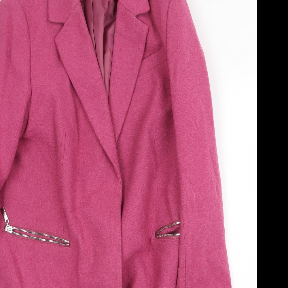 Marks and Spencer Womens Pink Overcoat Coat Size 16 Snap