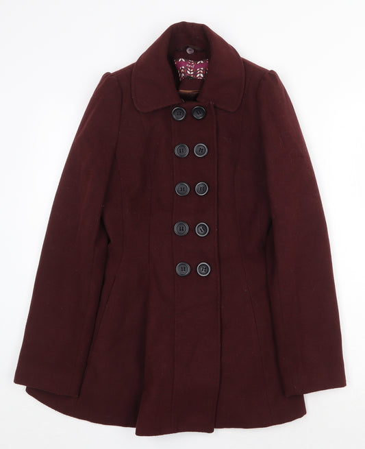 NEXT Womens Red Pea Coat Coat Size 6 Button