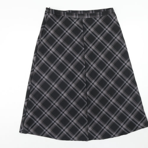 Dorothy Perkins Womens Black Plaid Polyester A-Line Skirt Size 16 Regular Zip