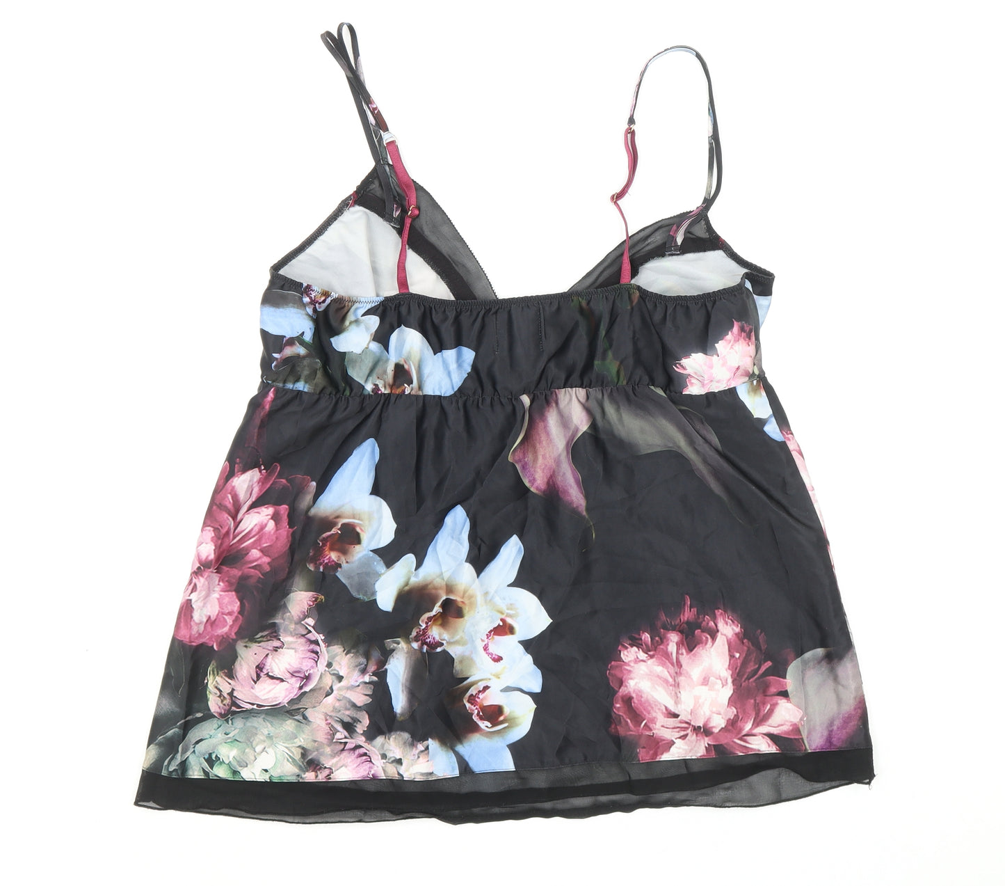 Ted Baker Womens Black Floral Polyester Camisole Tank Size 14 V-Neck