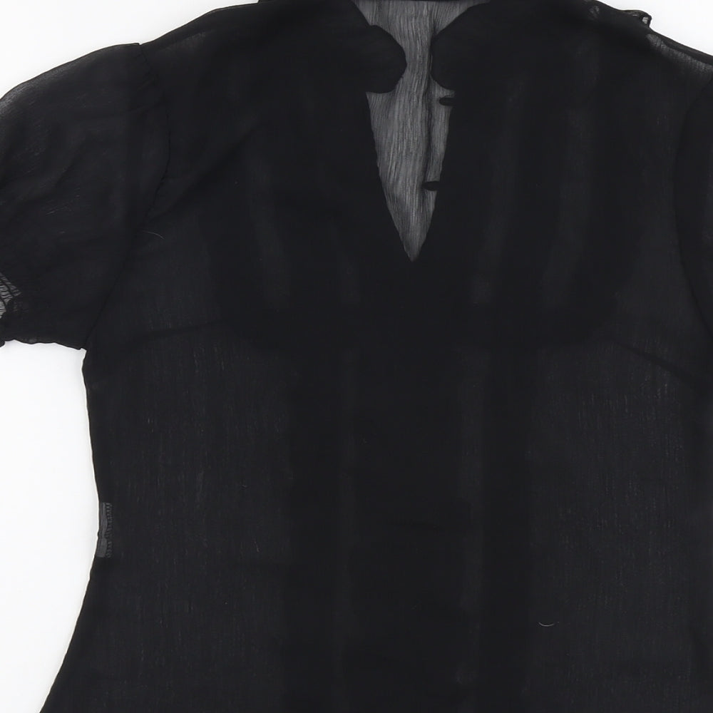 VERO MODA Womens Black Polyester Basic Button-Up Size XS Mock Neck