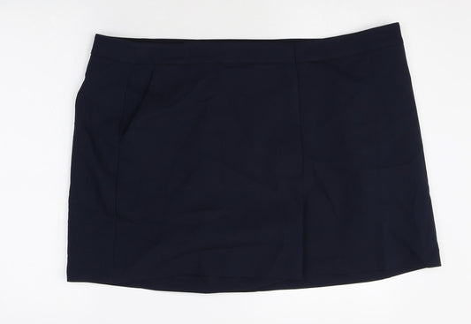 Marks and Spencer Womens Blue Polyester Hot Pants Shorts Size 24 Regular Zip