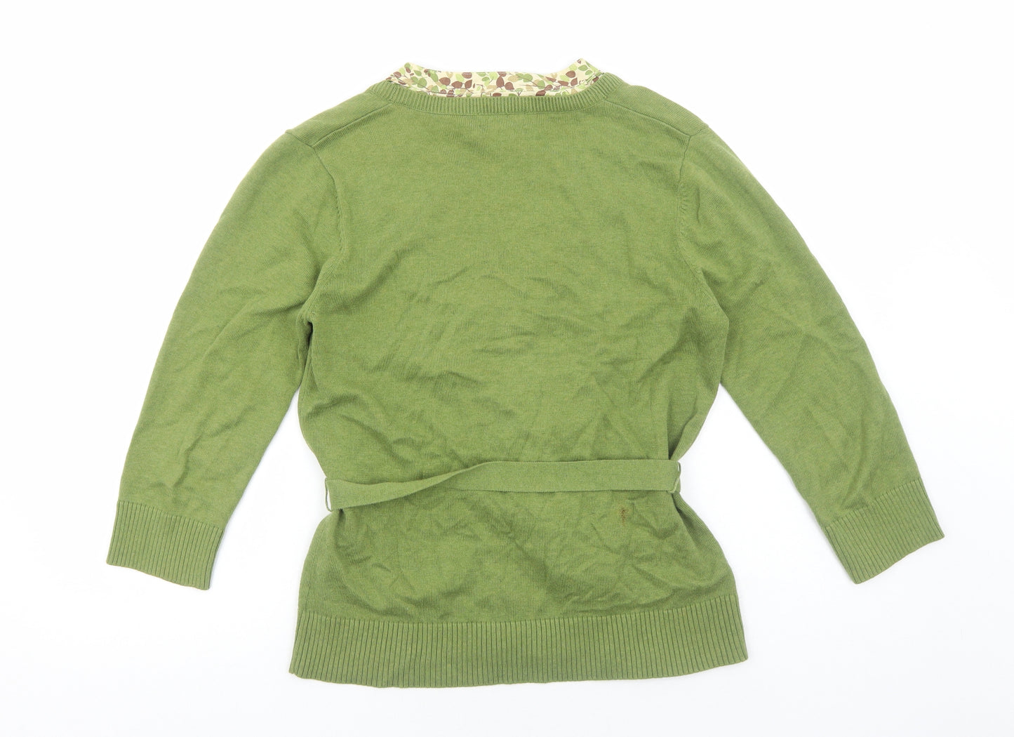 NEXT Womens Green V-Neck Cotton Cardigan Jumper Size 14 Pullover