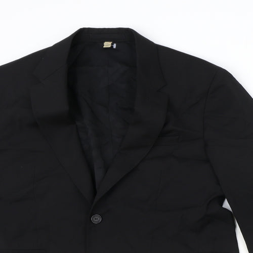 Preworn Mens Black Polyester Jacket Suit Jacket Size 50 Regular