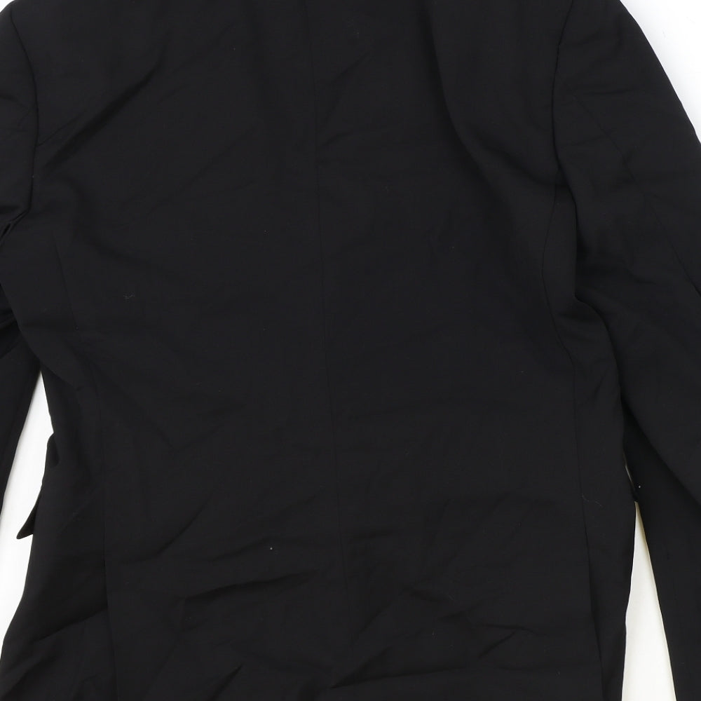 Preworn Mens Black Polyester Jacket Suit Jacket Size 50 Regular