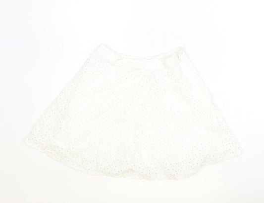 Hollister Womens Ivory Cotton Mini Skirt Size XS Zip - Broderie Anglaise