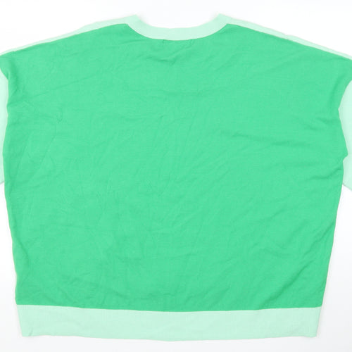 Marks and Spencer Womens Green V-Neck Viscose Pullover Jumper Size 22 Pullover
