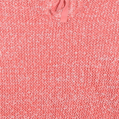 ESMARA Womens Pink Boat Neck Polyester Pullover Jumper Size M Tie