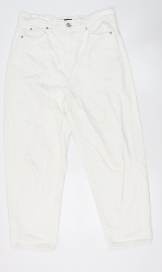 Whistles Womens White Cotton Straight Jeans Size 30 in Regular Zip