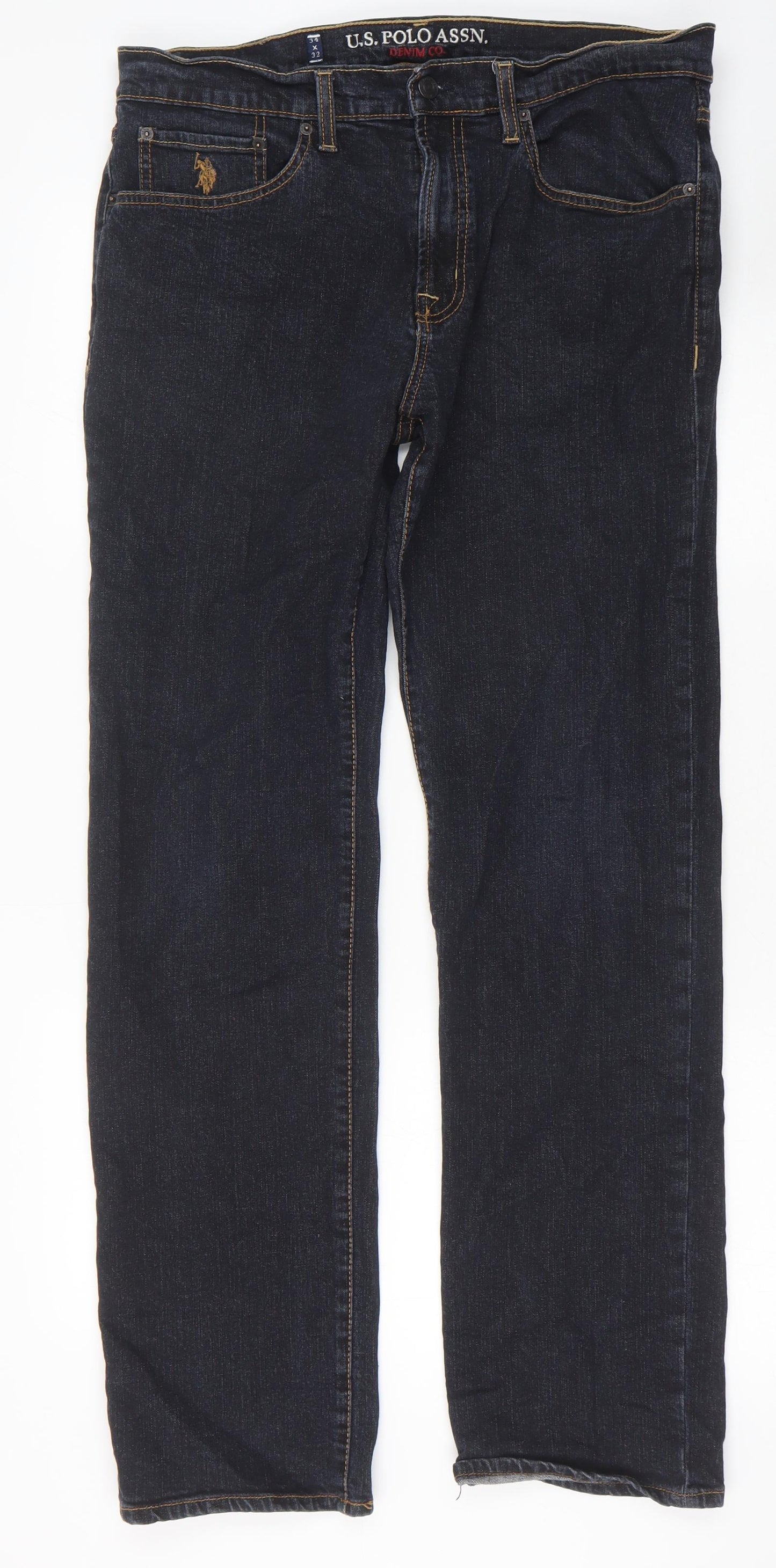 US Polo Assn. Mens Blue Cotton Straight Jeans Size 34 in Regular Zip