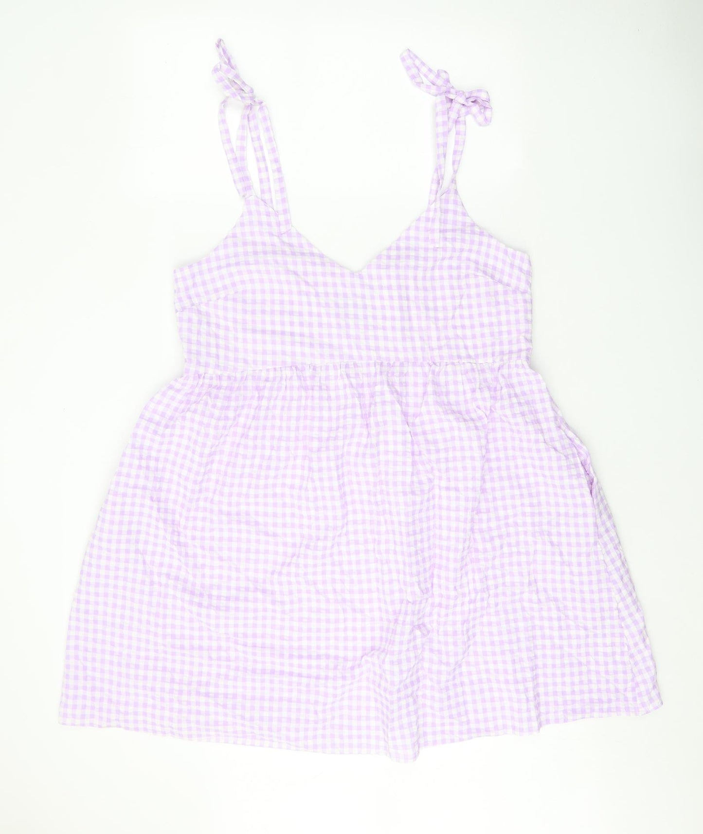 New Look Womens Purple Check Cotton Camisole Tank Size 16 Sweetheart