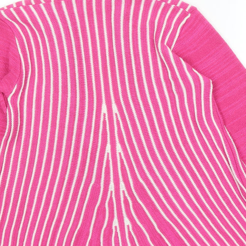 Glipse Womens Pink V-Neck Striped Acrylic Cardigan Jumper Size M Pullover