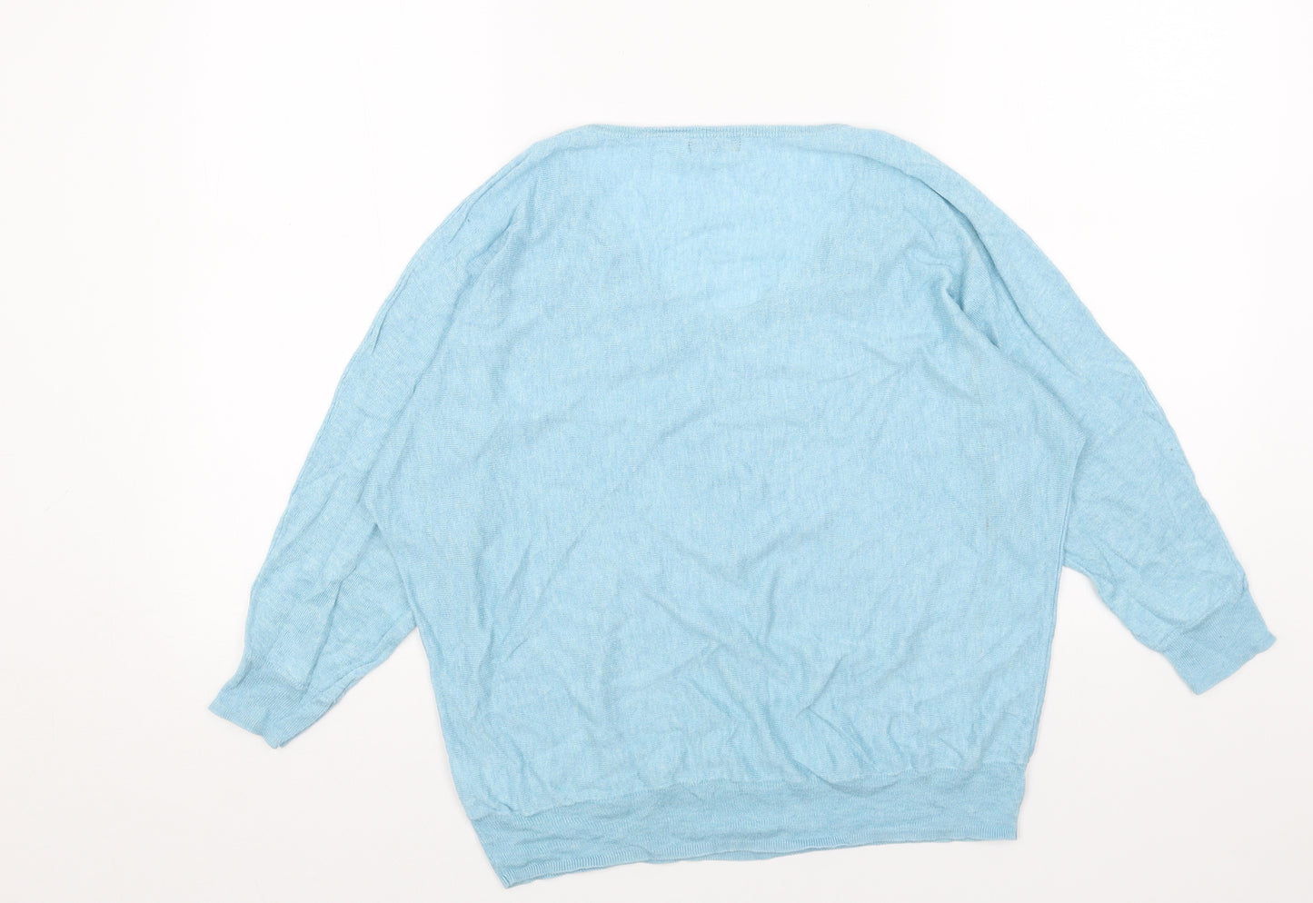 M&Co Womens Blue V-Neck Viscose Pullover Jumper Size 16