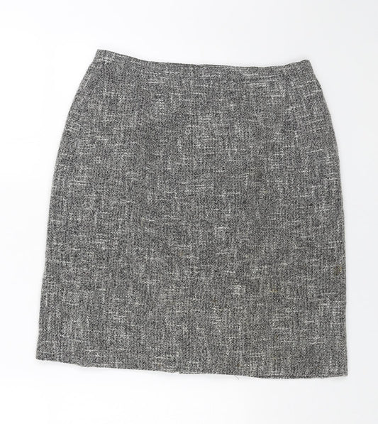 Windsmoor Womens Grey Wool Mini Skirt Size 14 Zip