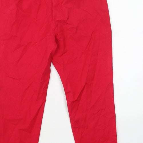 Marks and Spencer Womens Red Cotton Pedal Pusher Trousers Size 10 L21 in Regular Zip