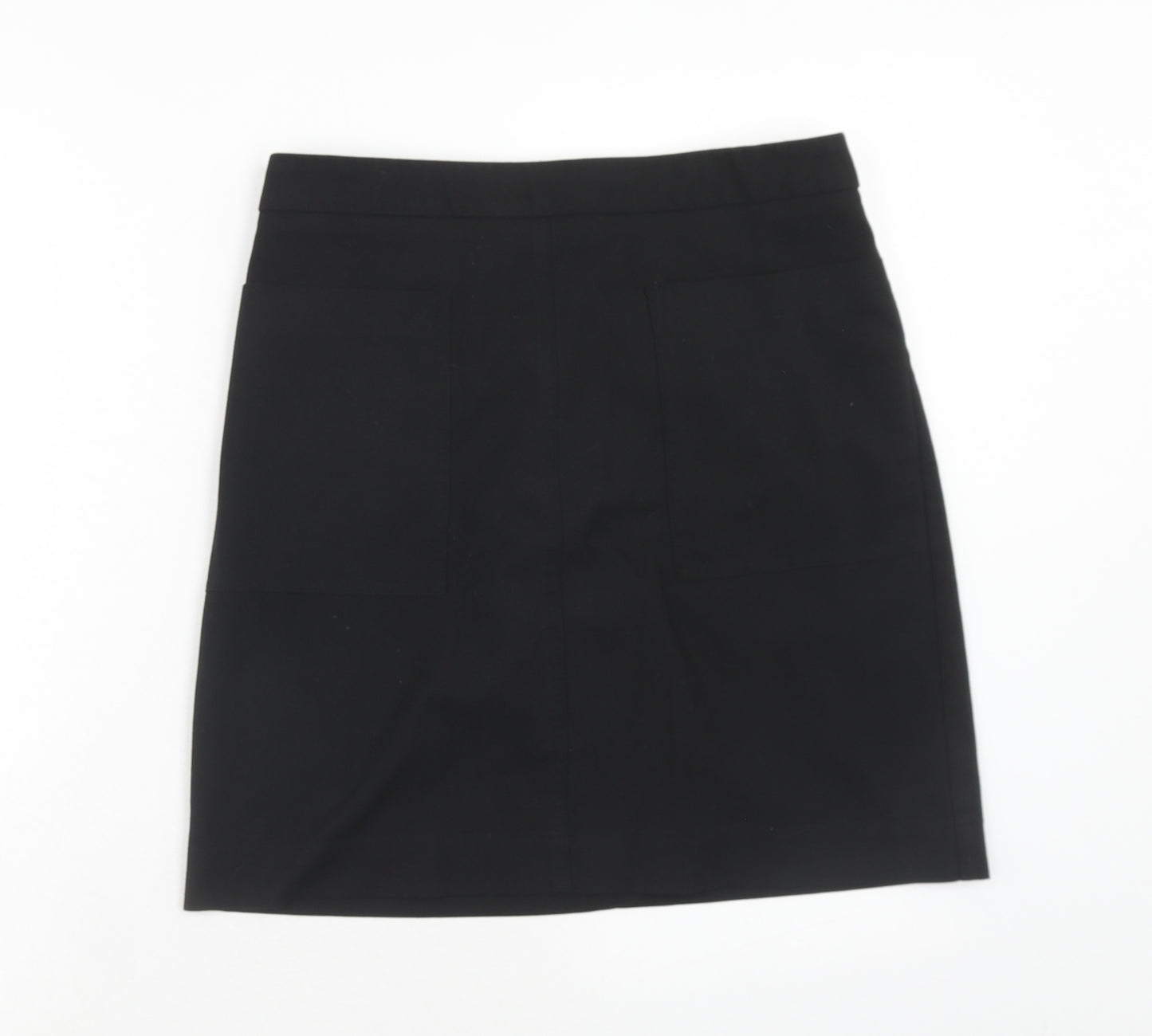 Marks and Spencer Womens Black Polyester Mini Skirt Size 10 Zip