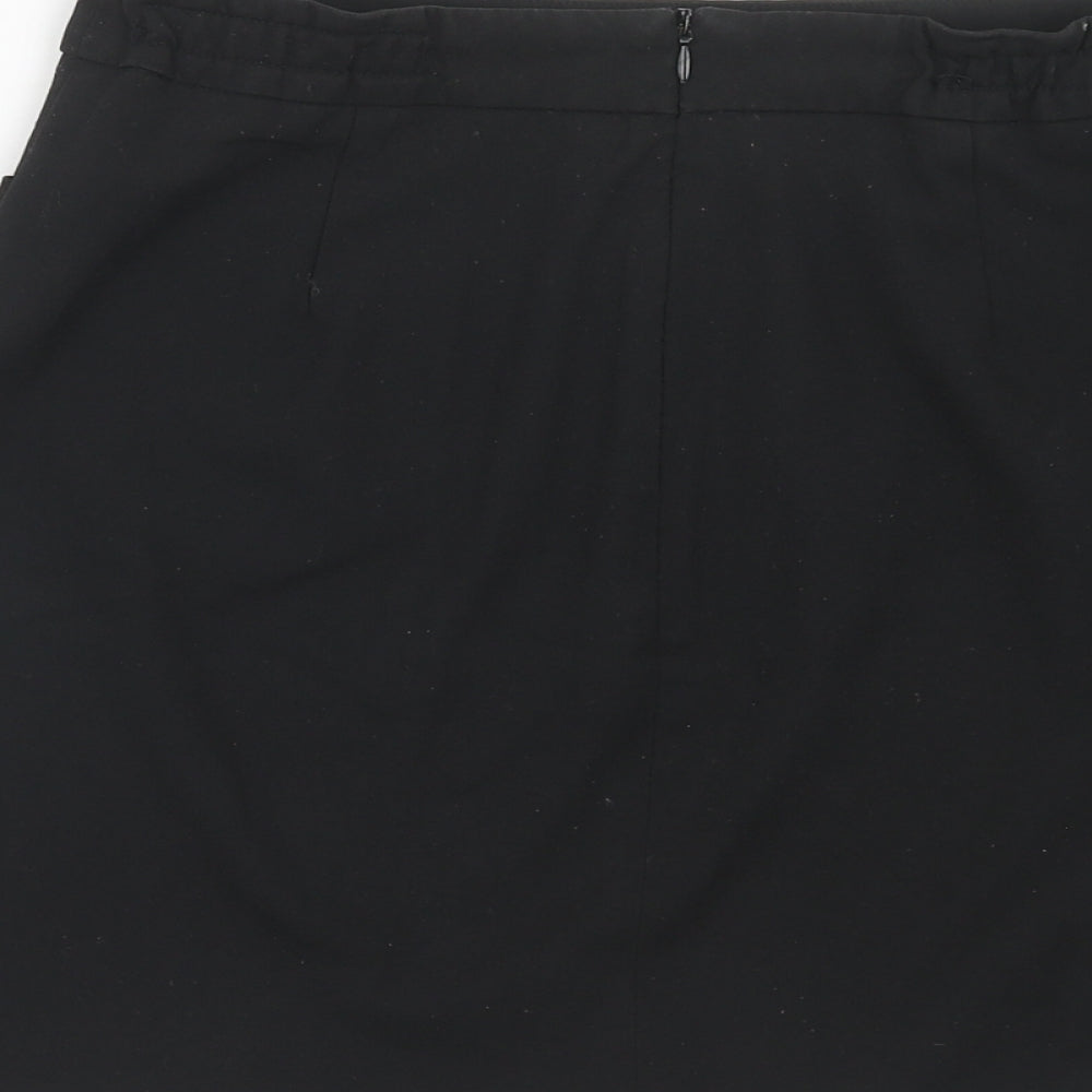 Marks and Spencer Womens Black Polyester Mini Skirt Size 10 Zip