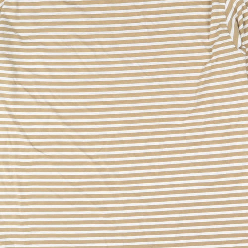 ASOS Womens Brown Striped Polyester Basic T-Shirt Size 8 Crew Neck