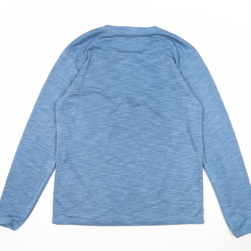 MYM Mens Blue Cotton T-Shirt Size L Henley Button