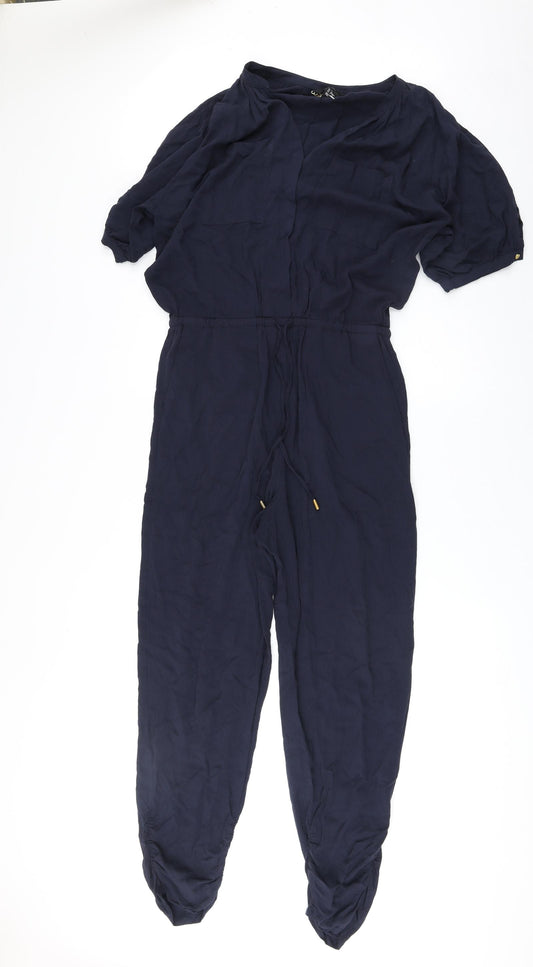 H&M Womens Blue Polyester Jumpsuit One-Piece Size 8 Drawstring - Adjustable Waist