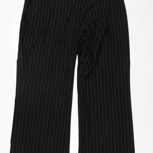 Marks and Spencer Womens Black Striped Viscose Trousers Size 18 L27 in Regular