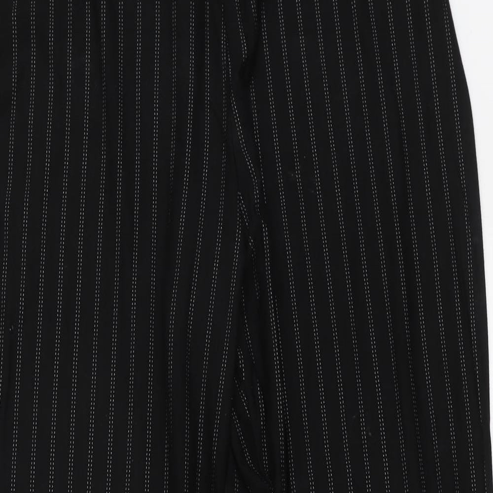 Marks and Spencer Womens Black Striped Viscose Trousers Size 18 L27 in Regular