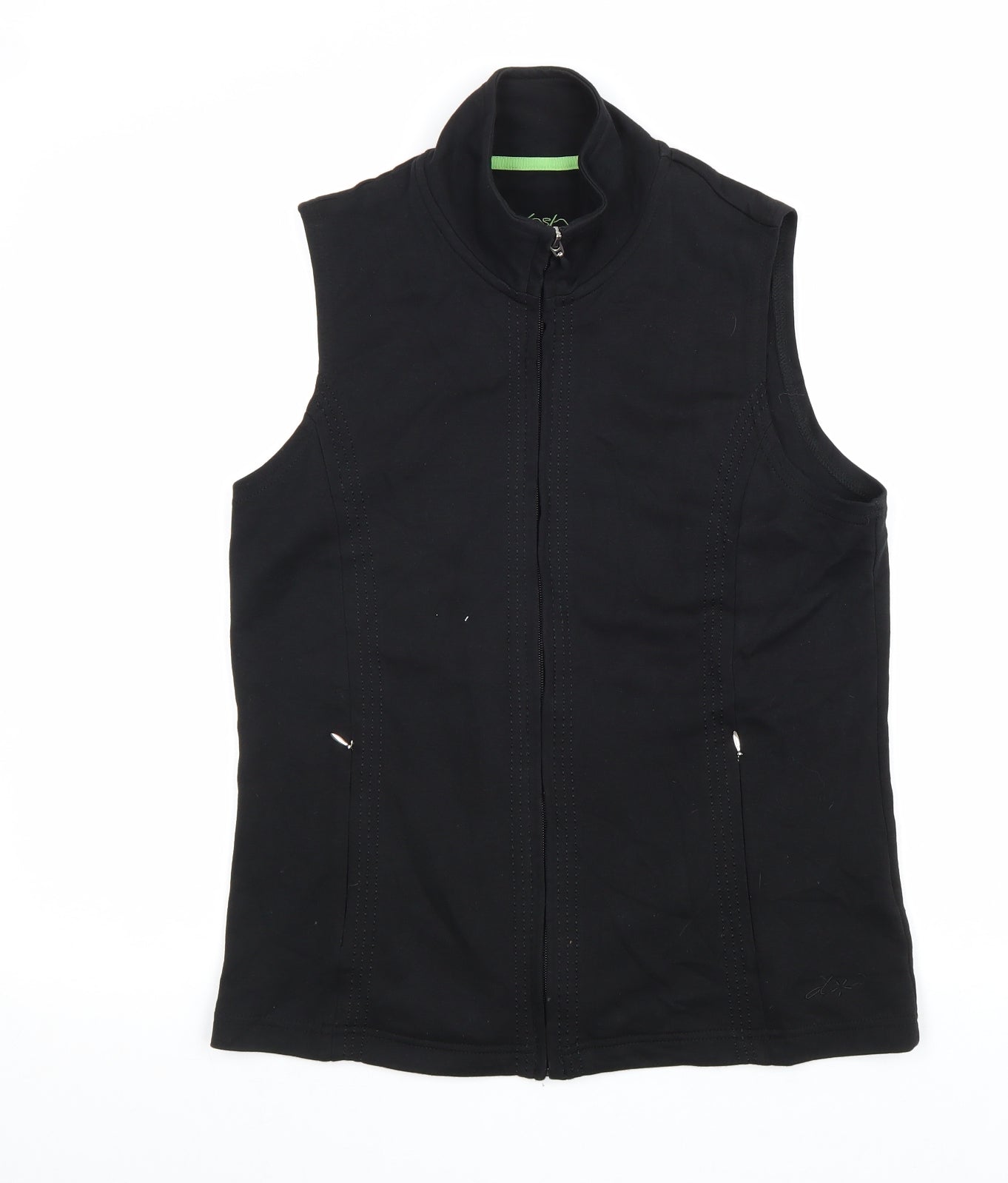 DASH Womens Black Cotton Gilet Jacket Size 12 Zip
