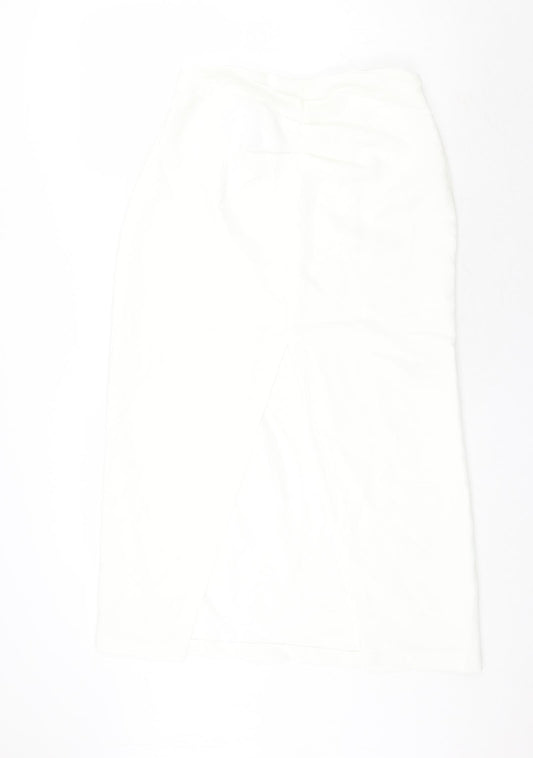 Zara Womens White Polyester A-Line Skirt Size S Snap