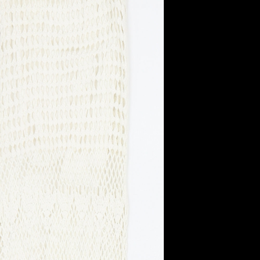 Mango Womens Ivory Cotton Tank Dress Size S Round Neck Pullover