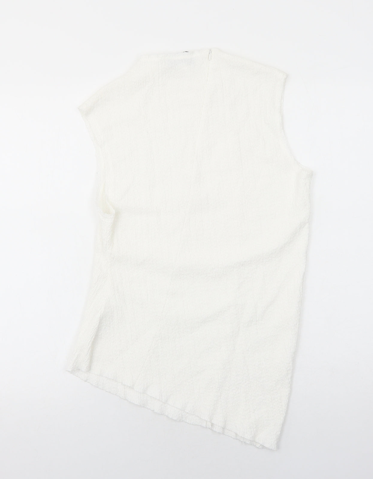 Zara Womens White Polyester Basic Blouse Size S Mock Neck - Asymmetric
