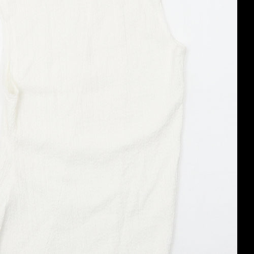 Zara Womens White Polyester Basic Blouse Size S Mock Neck - Asymmetric