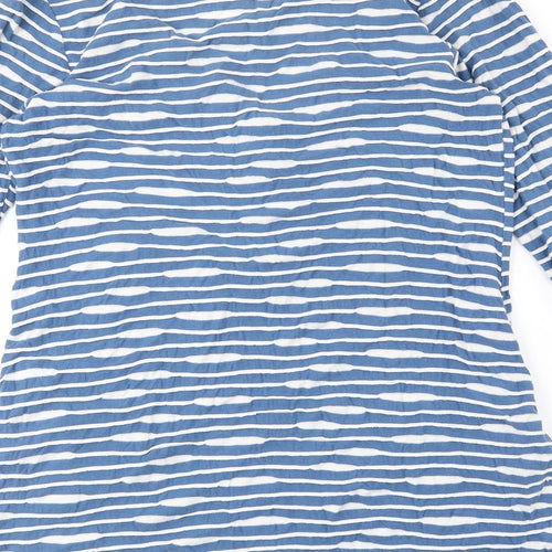 Capri Womens Blue Striped 100% Cotton Basic T-Shirt Size S V-Neck