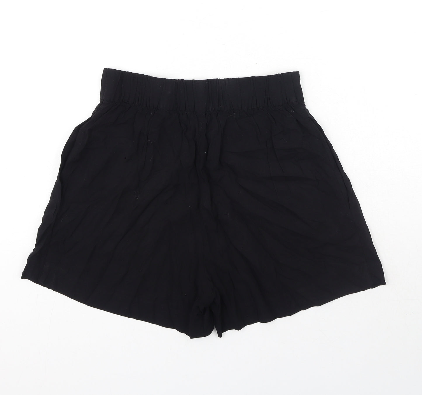 H&M Womens Black Viscose Basic Shorts Size 8 Regular Pull On