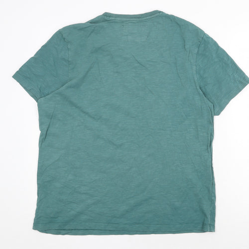 RJR.John Rocha Mens Green Cotton T-Shirt Size L Crew Neck Pullover
