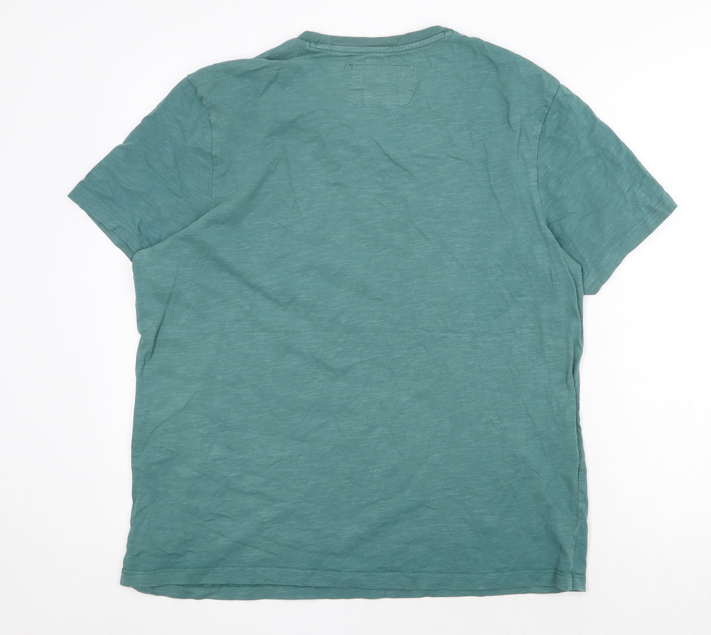 RJR.John Rocha Mens Green Cotton T-Shirt Size L Crew Neck Pullover