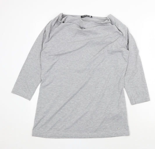 Betty Barclay Womens Grey Viscose Basic T-Shirt Size 14 Cowl Neck